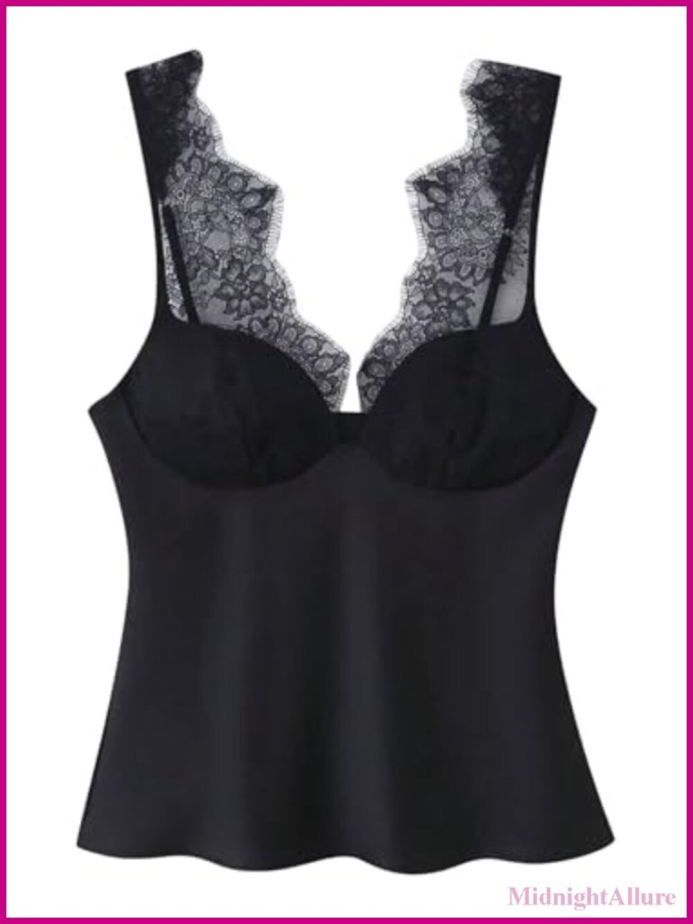Satin Deep V Neck Tank Top Lace Trim Sleeveless Y2K Date Night Camisole
